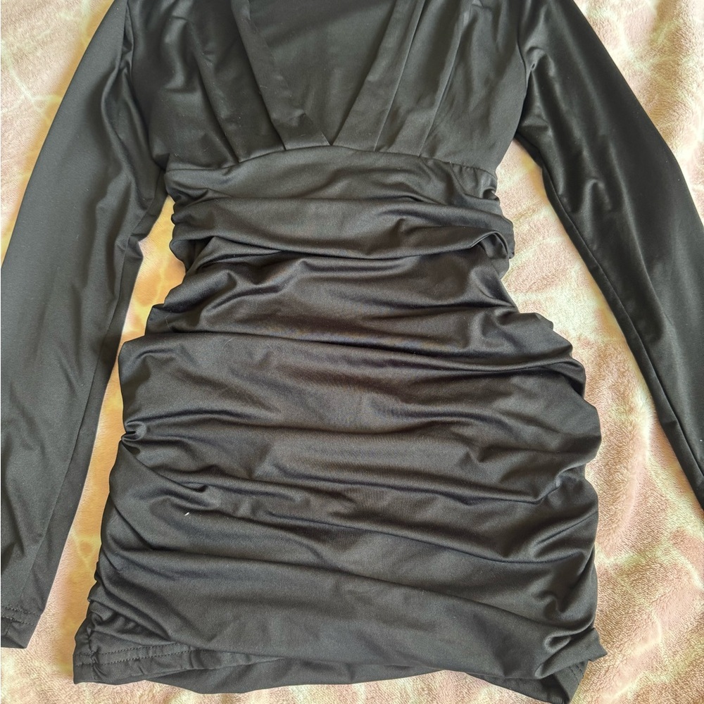 Elegant Black Ruched Dress